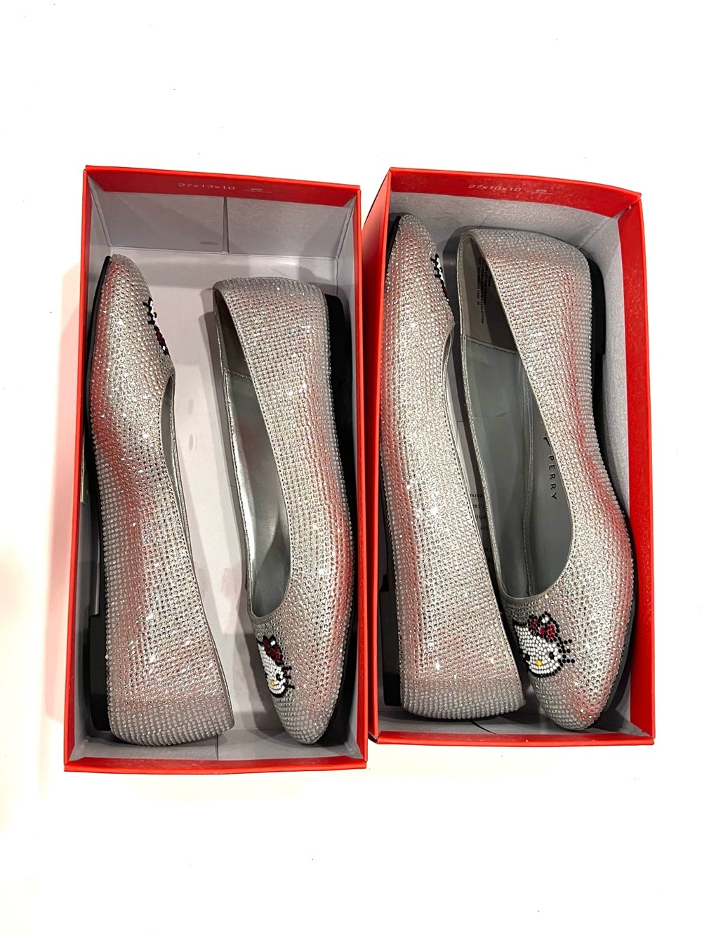 Katy Perry Collections x Hello Kitty Silver Crystal Rhinestone Ballet Flats NEW - Picture 12 of 12